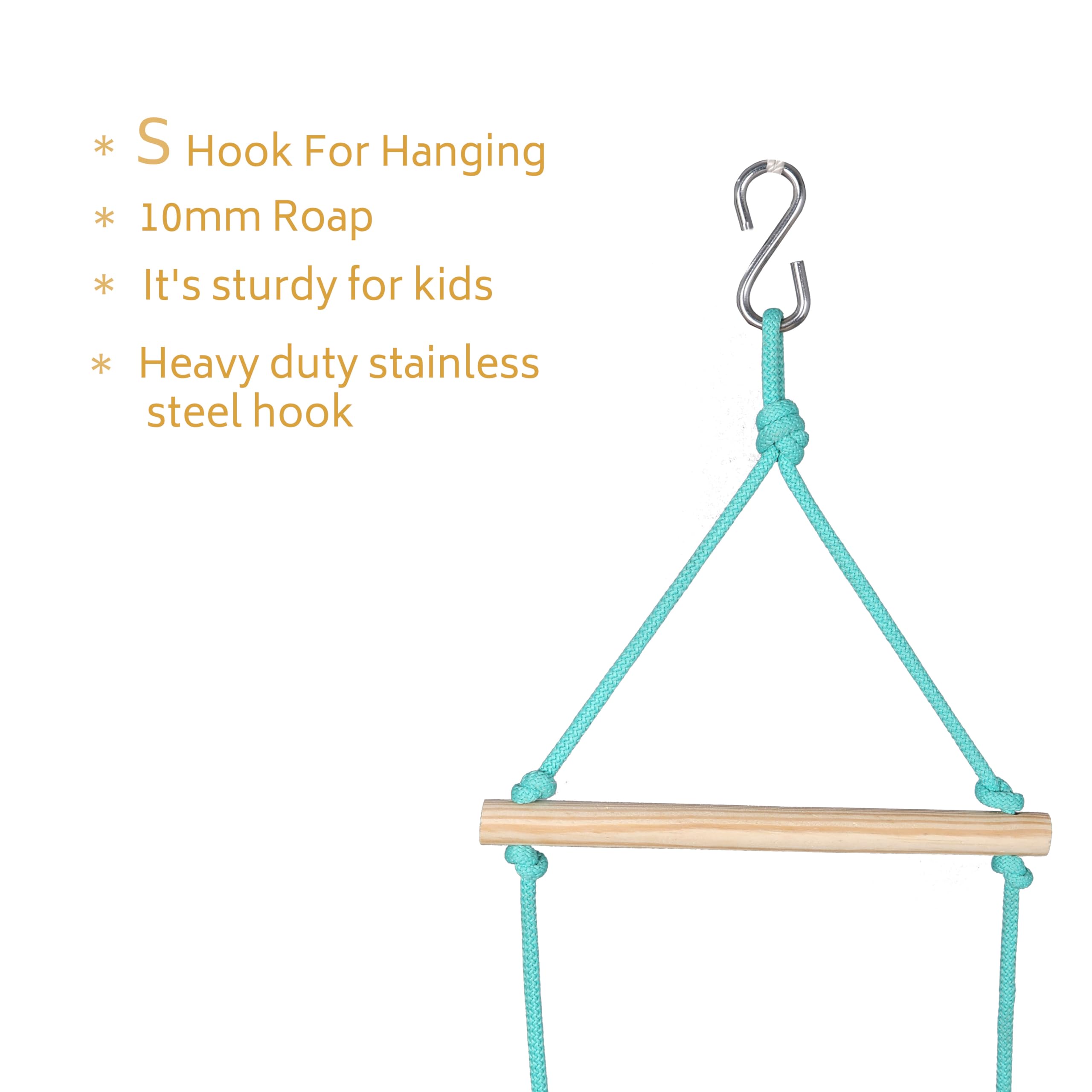 VIXERA Rope Ladder for Kids | Climbing Ladder for Kids | Wooden Ladder for Physical Activity | Indoor Outdoor Games for Kids 1