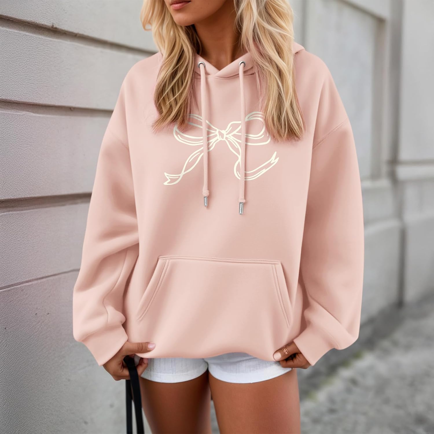 Bow Cute Hoodie for Teen Girls Graphic Hoodies Preppy Trendy Sweatshirt Aesthetic Print Casual Pullover Sweatshirts - Image 6