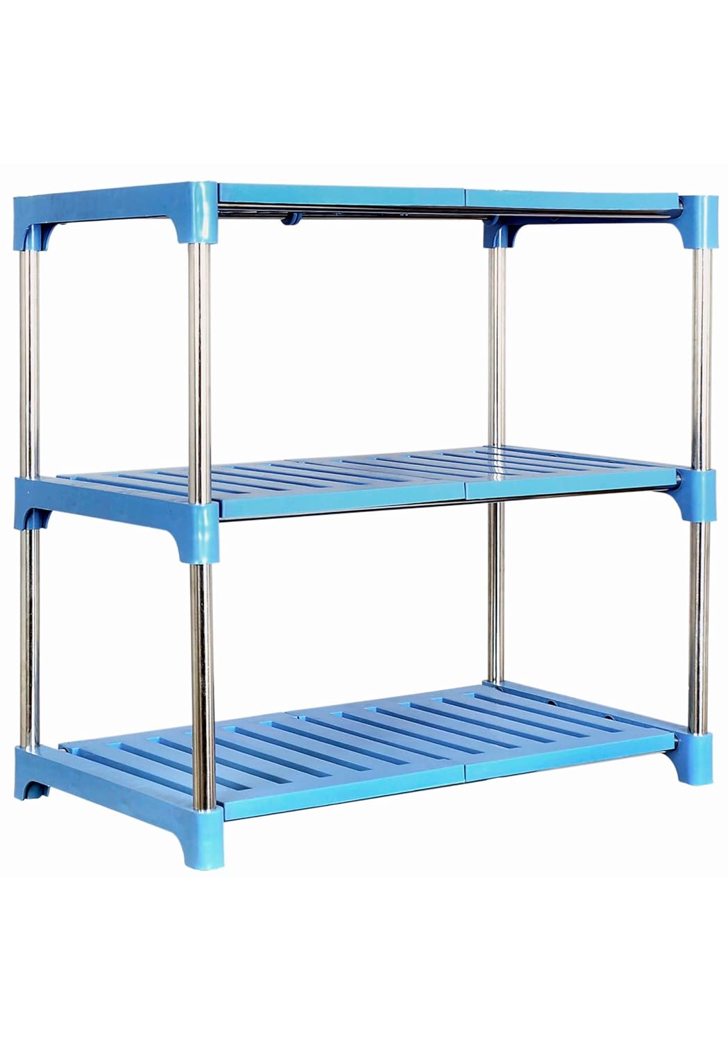 Aekko 3 Layer Adjustable Foldable Plastic & Stainless Steel Storage