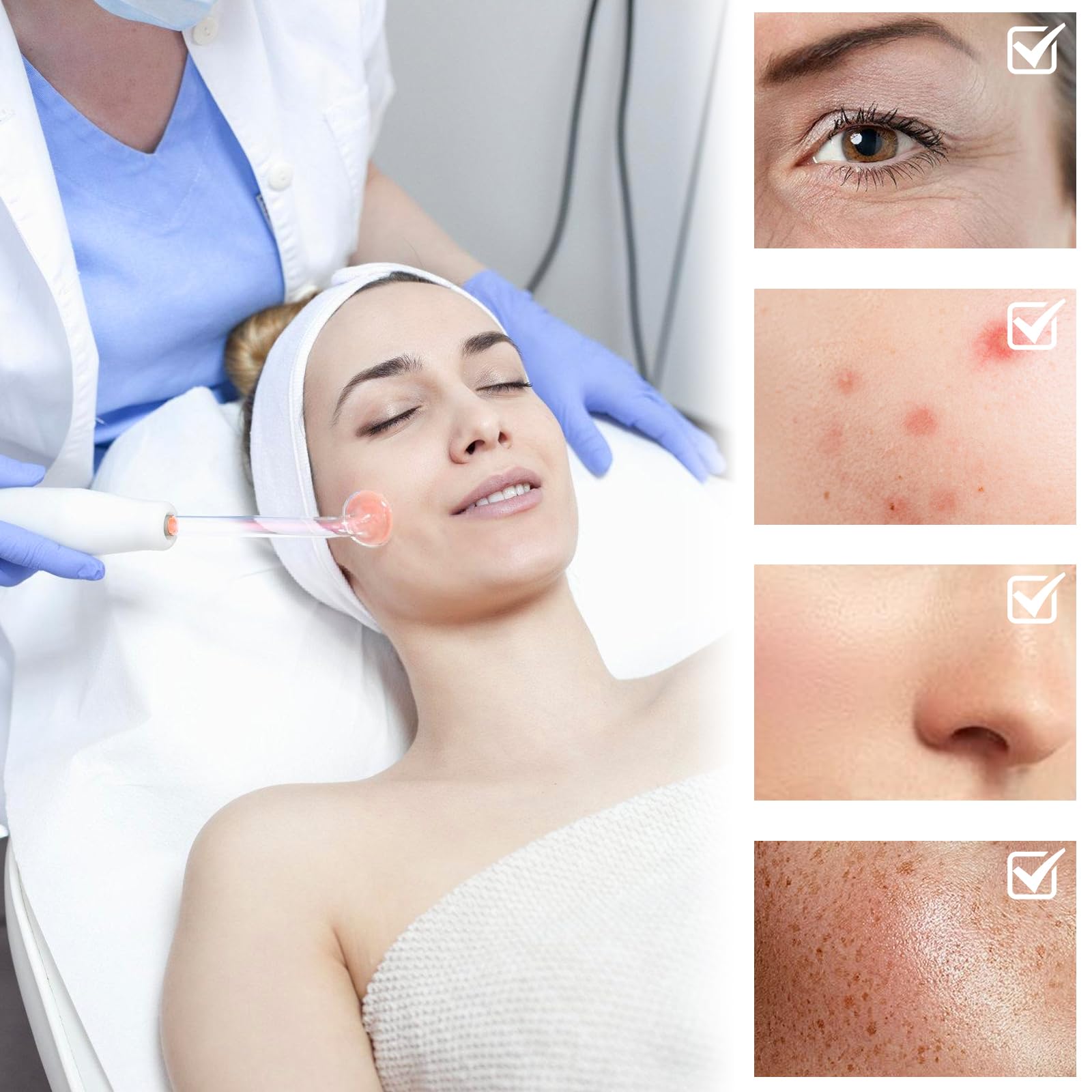 Varilla de alta frecuencia con 4 sondas, máquina facial de belleza, pared de alta frecuencia, dispositivo de radiofrecuencia facial, máquina facial de belleza, dispositivo de tratamiento del acné