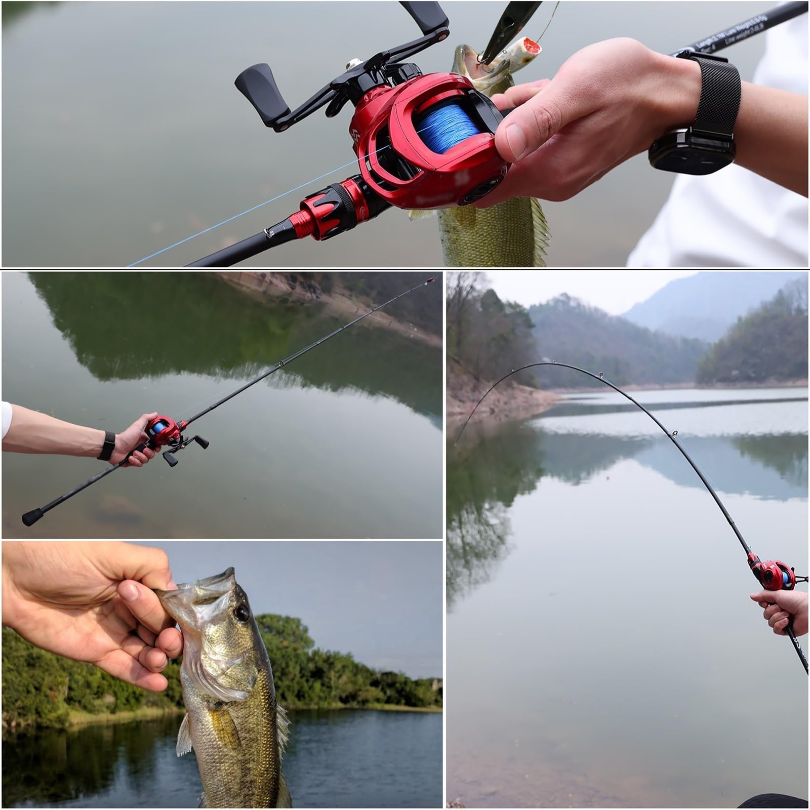 Wędka 2,1 m odlewnicza i zestaw kołowrotków, waga 0,8-5 g, wędka basowa z włókna węglowego i rolka 7,2:1 do podróży w słonej wodzie i słodkiej wodzie