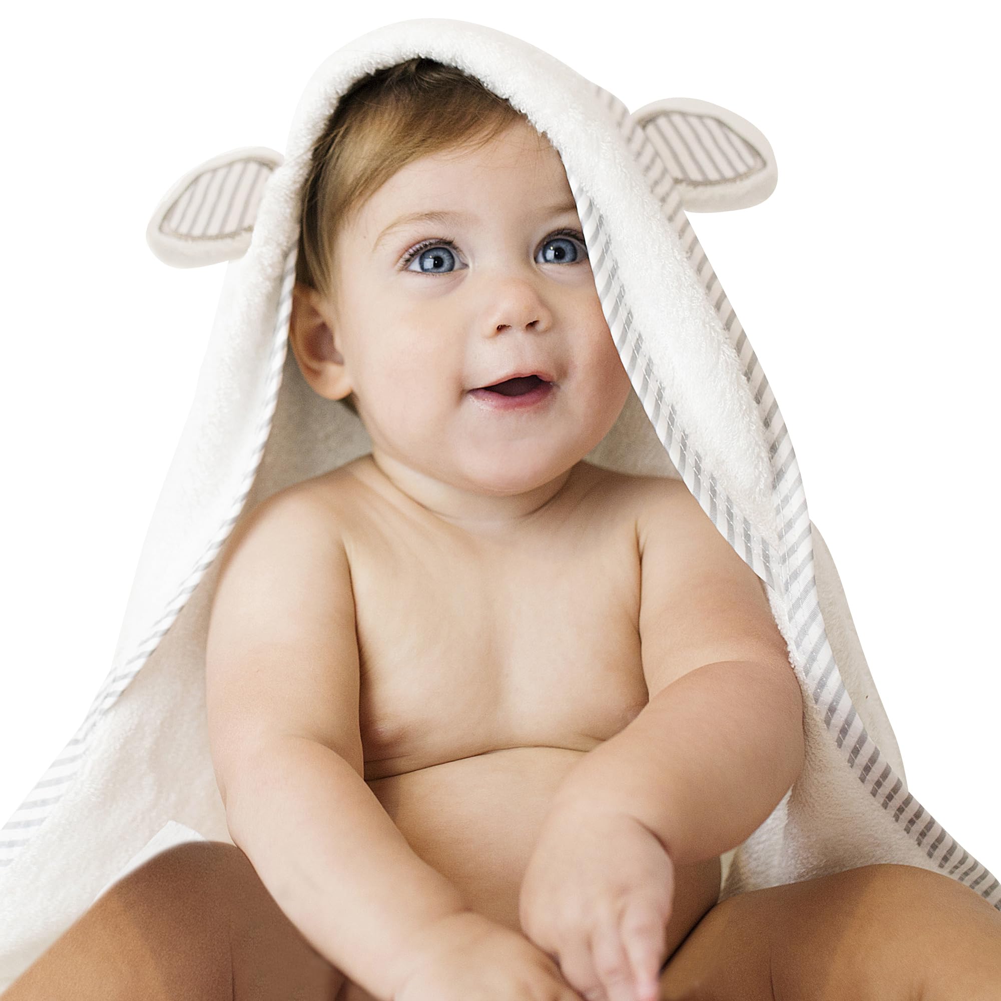 San Francisco Baby Towels for Newborn - Hooded Baby Bath Towels for Boys and Girls, Kids Bath Towels with Hood, White