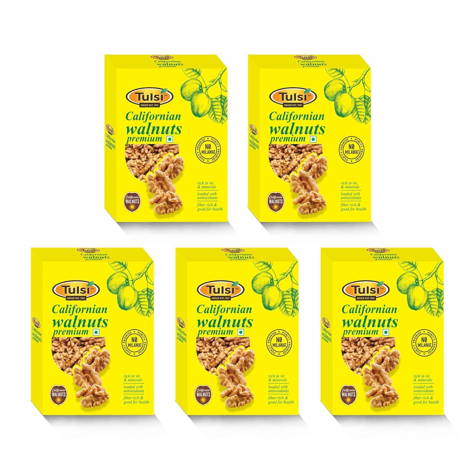 Tulsi California Walnut Kernels Premium 1 kg (200g x 5) | Light Colored Halves | Large Size | Rich in Omega-3 | Akhrot Giri | Delightful Snack | Without Shell | Brain Food | Crunchy Nuts | Pack of 5 (B077GS8L61) Amazon Price History, Amazon Price Tracker