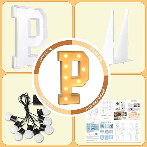 Miniatura 4 de imprsv Letras iluminadas de marquesina, letras de marquesina de 3 pies para cumpleaños, baby shower, decoración de boda, letras iluminadas para