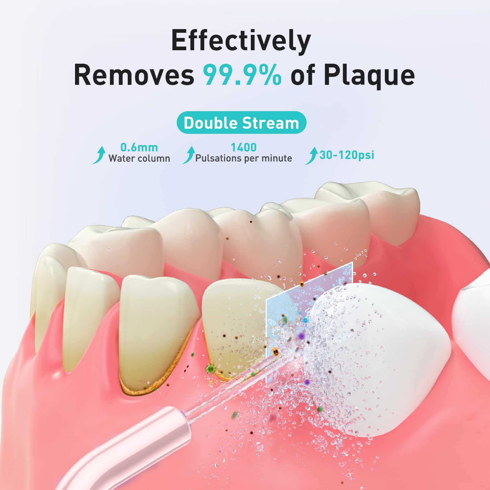 COSLUS C20 Water Dental Flosser Teeth Pick: 2026 Upgraded Portable Cordless Waterproof Flossing 300ML Rechargeable Travel Irrigation Cleaner IPX7 Pink - Image 2