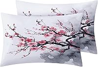 Vista 19 de Japanese Cherry Blossom Sheets California King Sheet Sets - Bed Sheets for Kids Boys Girls, Ink Painting Sheet Set with Deep Pocket Fitted Sheet