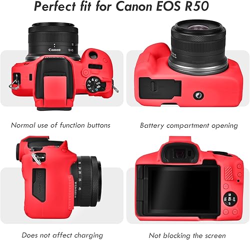 Miniatura 3 de Rieibi EOSR50 EOS R50 Caso, Funda Protectora De Silicona Suave Para Canon EOS R50 EOSR50 Vlogging Camera, Ligero EOS R50 Estuche De Cámara Grip