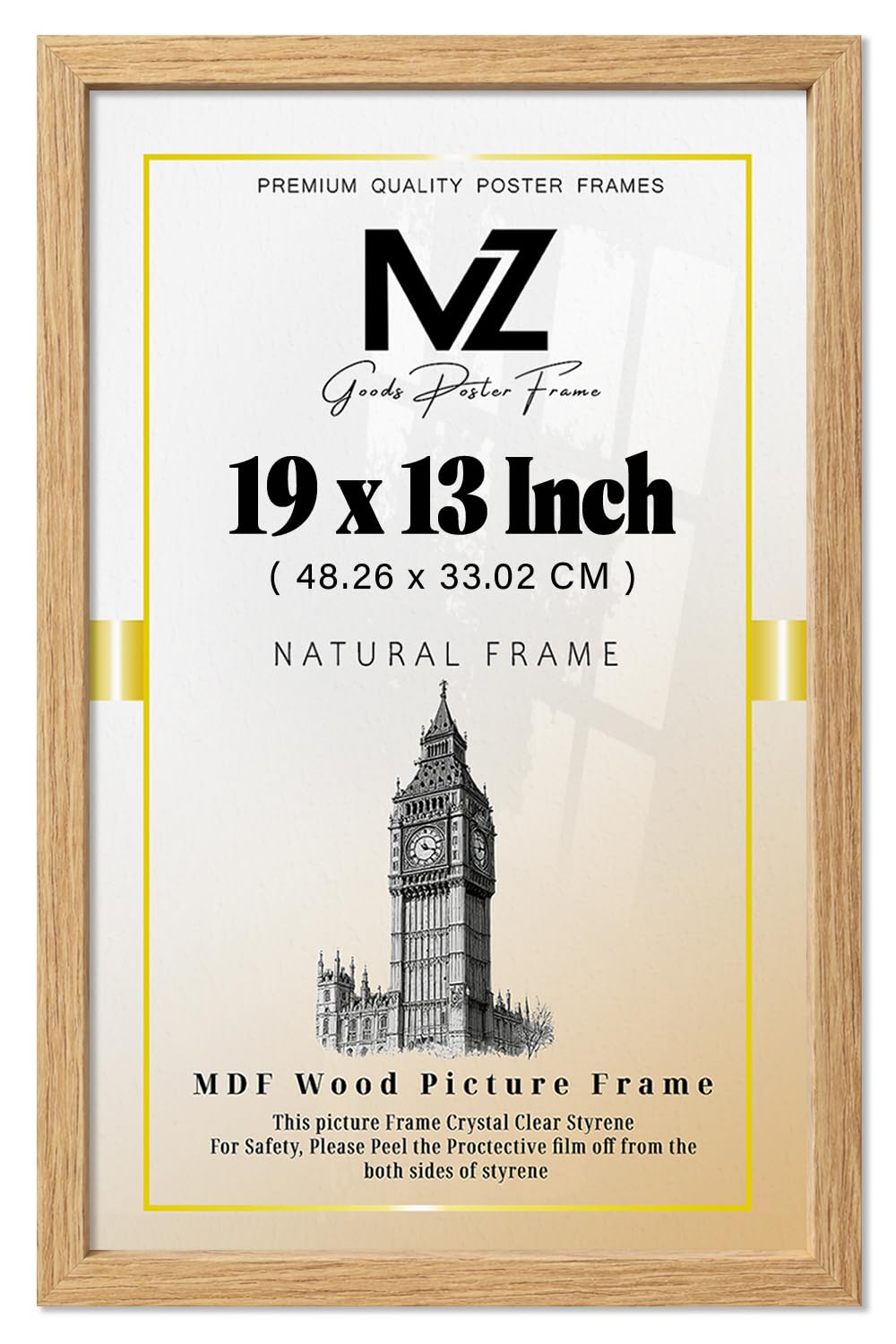 MZ GOODS | Modern Home & Office Décor (48.26 x 33.02 CM) | 19 x 13 Inch Engineered Wood Oak Frames | Ideal for Christmas & Birthdays 1' 7" x 1' 1" [ Oak ] — image 1