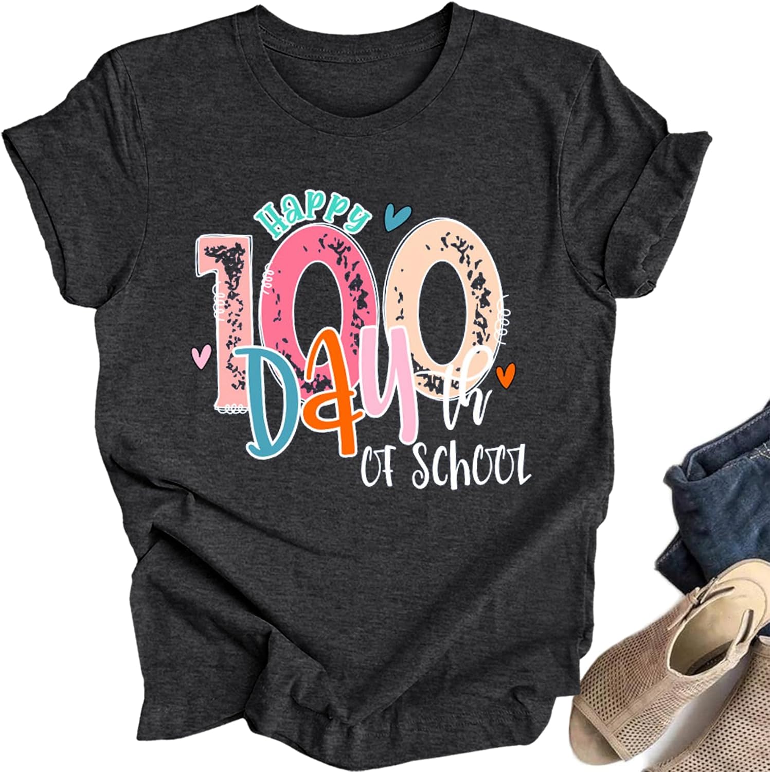 100th Day of School Shirt for Women 101 Day of School Tshirt Short Sleeve Graphic Teacher Outifits