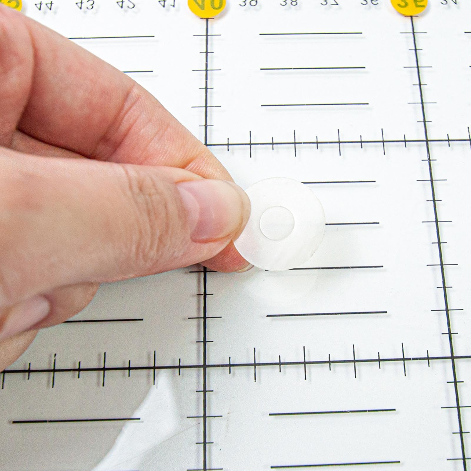 Points de préhension de règle - 20 mm 30 pièces autocollants pour poignée slipliniale | Règles de matelassage transparentes en silicone, anneaux auto-adhésifs, poignées arrière autocollantes pour