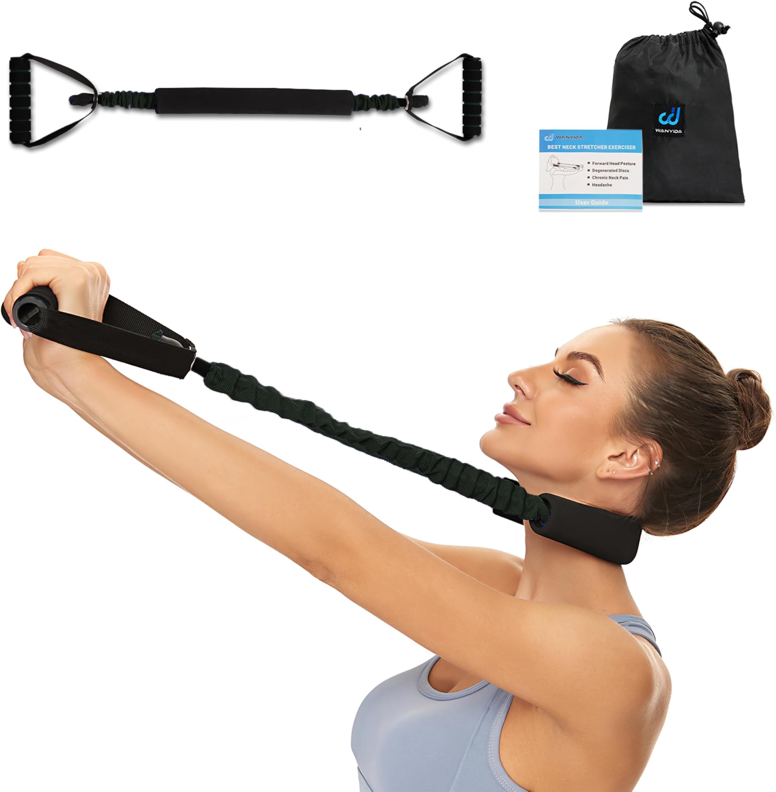 Neck Stretcher Exerciser, FSA/HSA Eligible, Cervical Traction Device for Neck Pain Relief and Spine Alignment. Portable Neck Traction Exerciser for Home/Office, Neck and Shoulder Relaxer Easy to Pull.