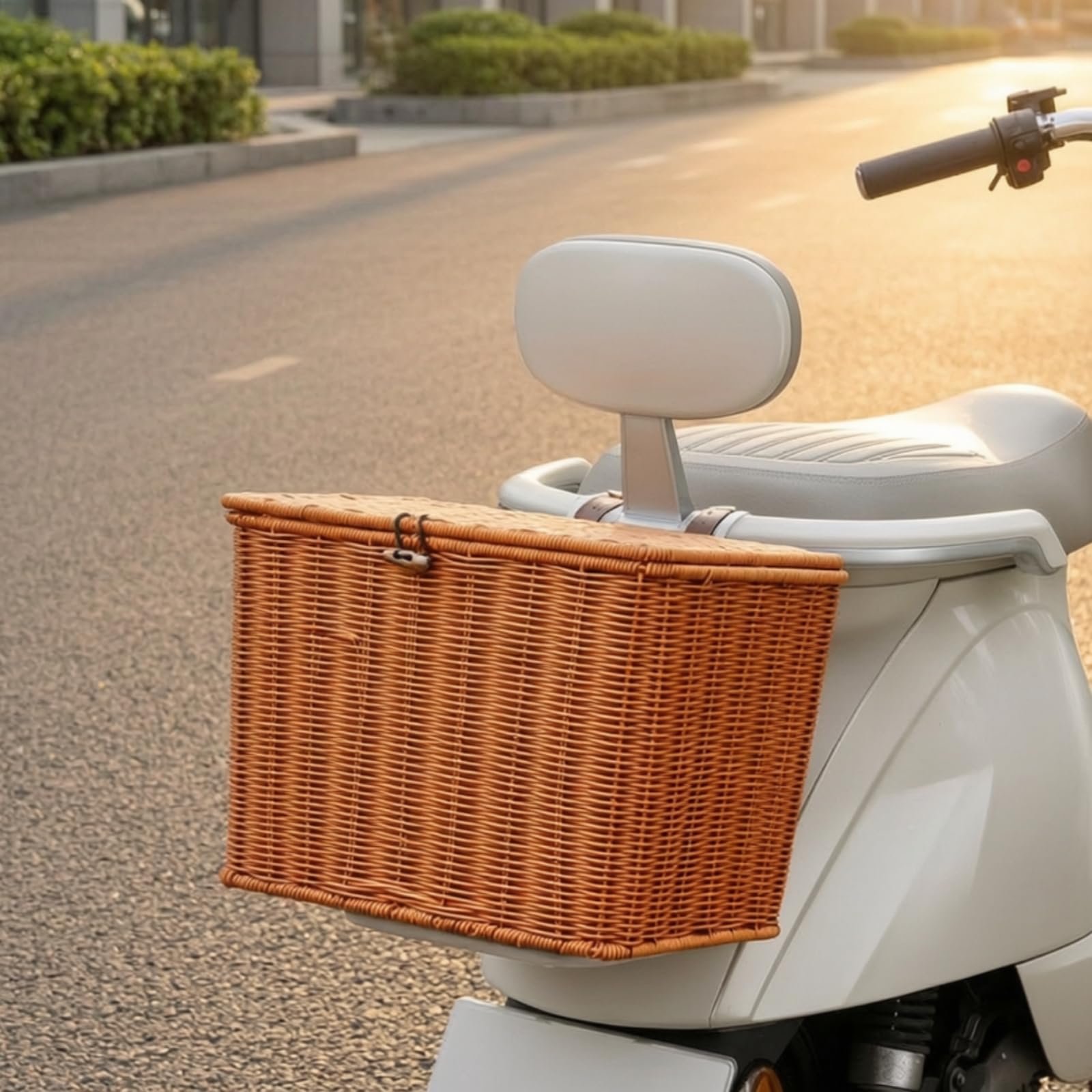 Cestino in Finto Rattan con Coperchio Spazioso Cestino Intrecciato con Coperchio Facile Accesso per Pendolarismo, Spesa