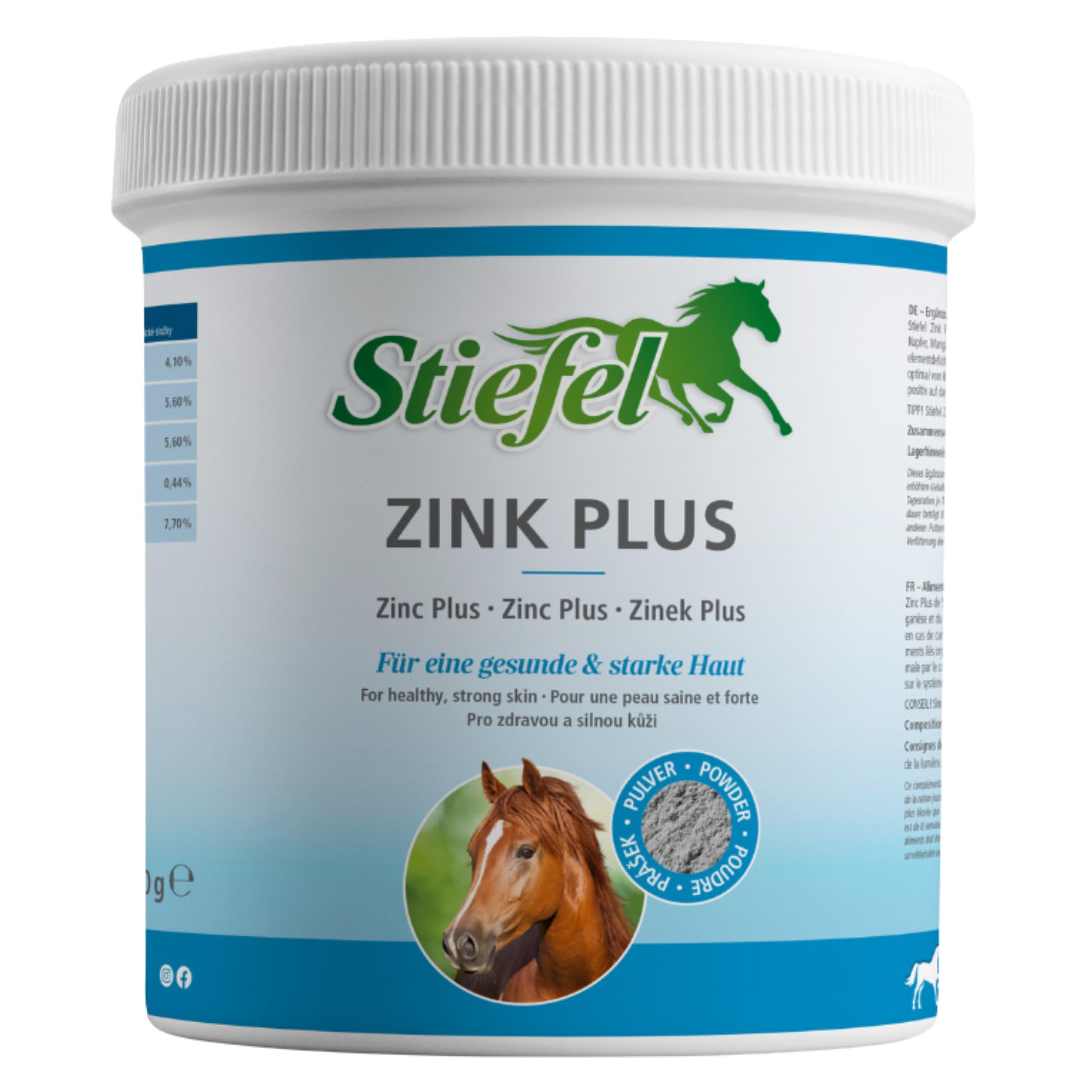 RL24 Stiefel - Zink Plus Pulver – 2 x 900 g Dose (2er Set) | Zink für Pferde für Haut, Fell, Huf & Immunsystem – Fellwechselhelfer mit Selen, Eisen, Kupfer & Mangan