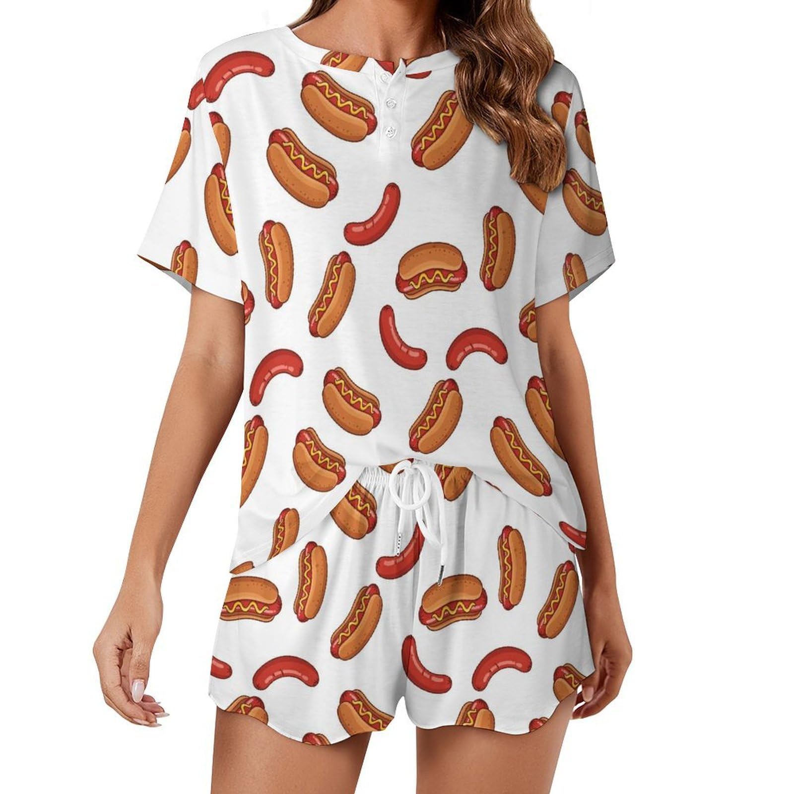 PUYWTIY Women's Pajamas Set, Soft Lounge Sets Summer Thin Cooling Short Sleeve Sleepwear Top Comfy Loungewear Set