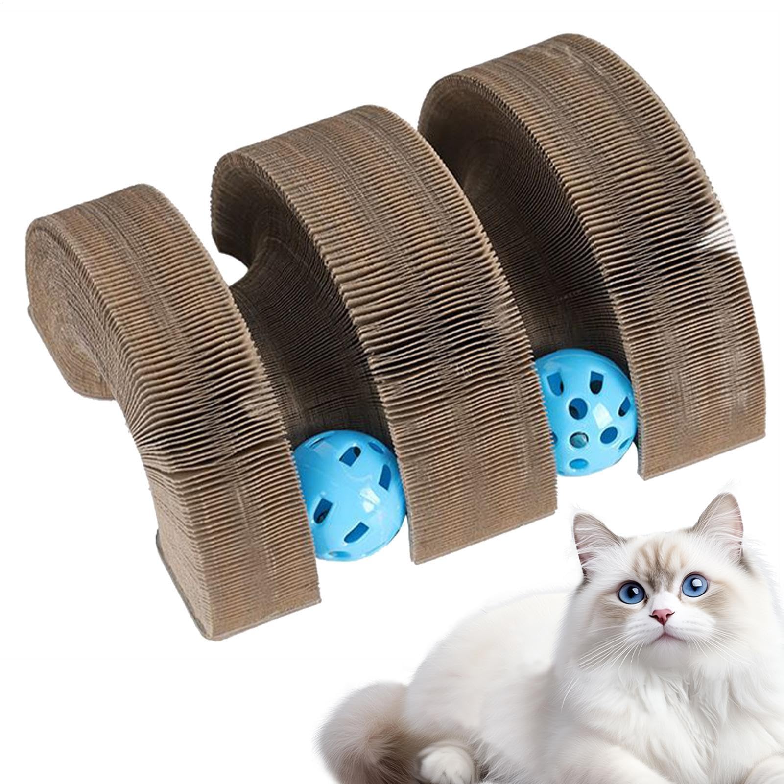 Griffoir pour chat accordéon pliable et interactif avec balles en carton