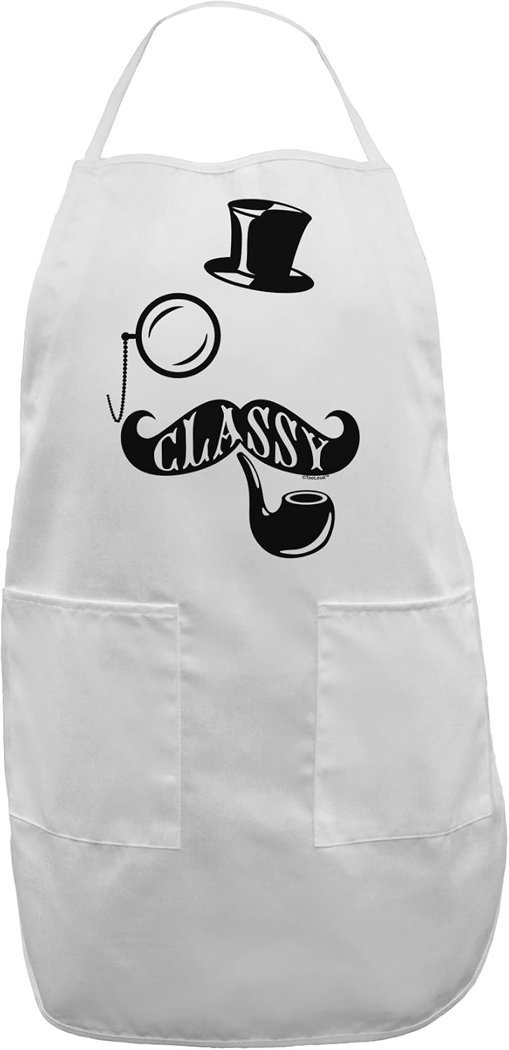 TOOLOUD Classy Tophat Mustache Pipe and Monocle Adult Apron