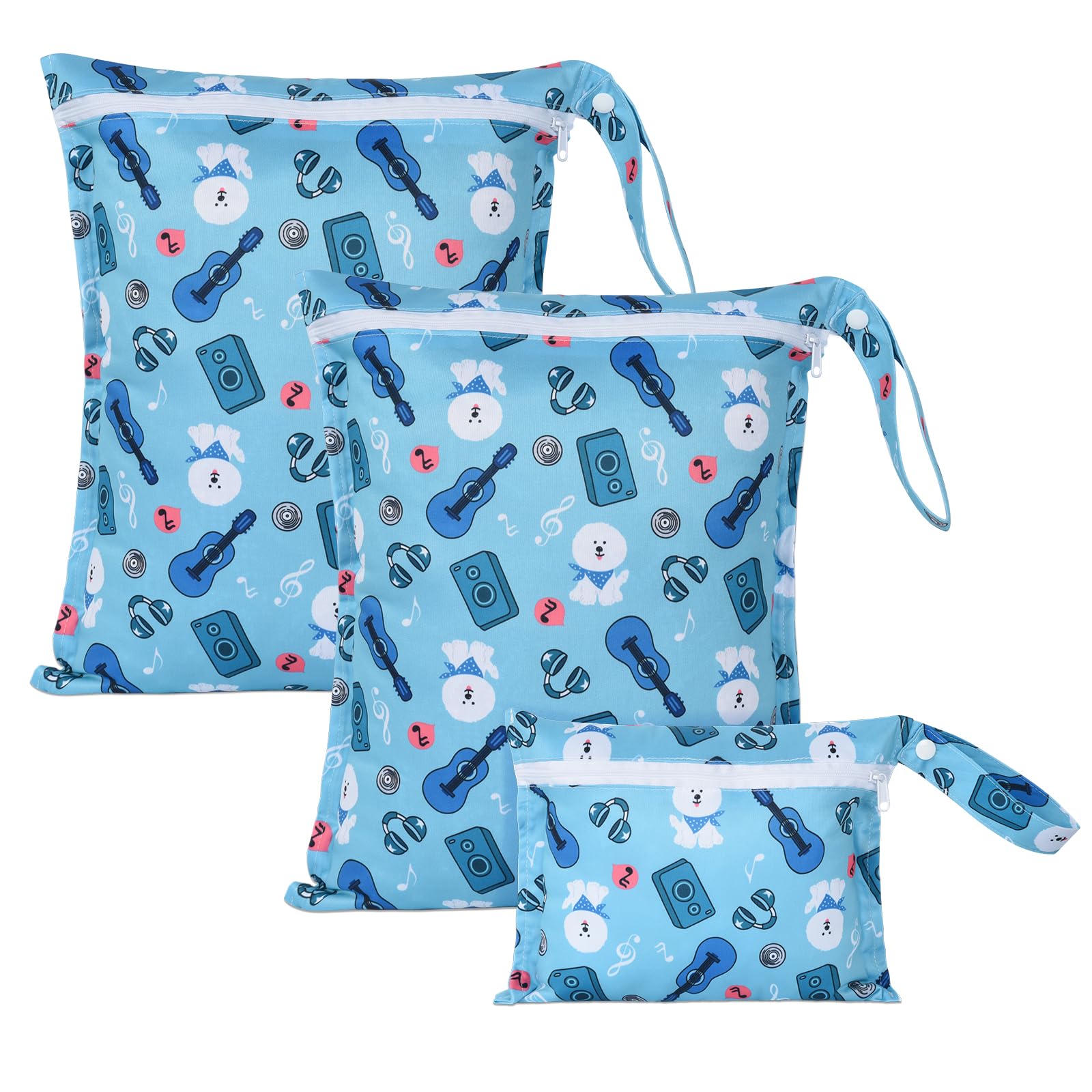 OTraki 3Pcs Wetbag Kindergarten, Nasstasche Wet Bag mit Griff und Reißverschluss Wiederverwendbare Nasse und Trocken Wickeltasche Organizer Beutel für Fitnessstudio, Schwimmen, Reisen