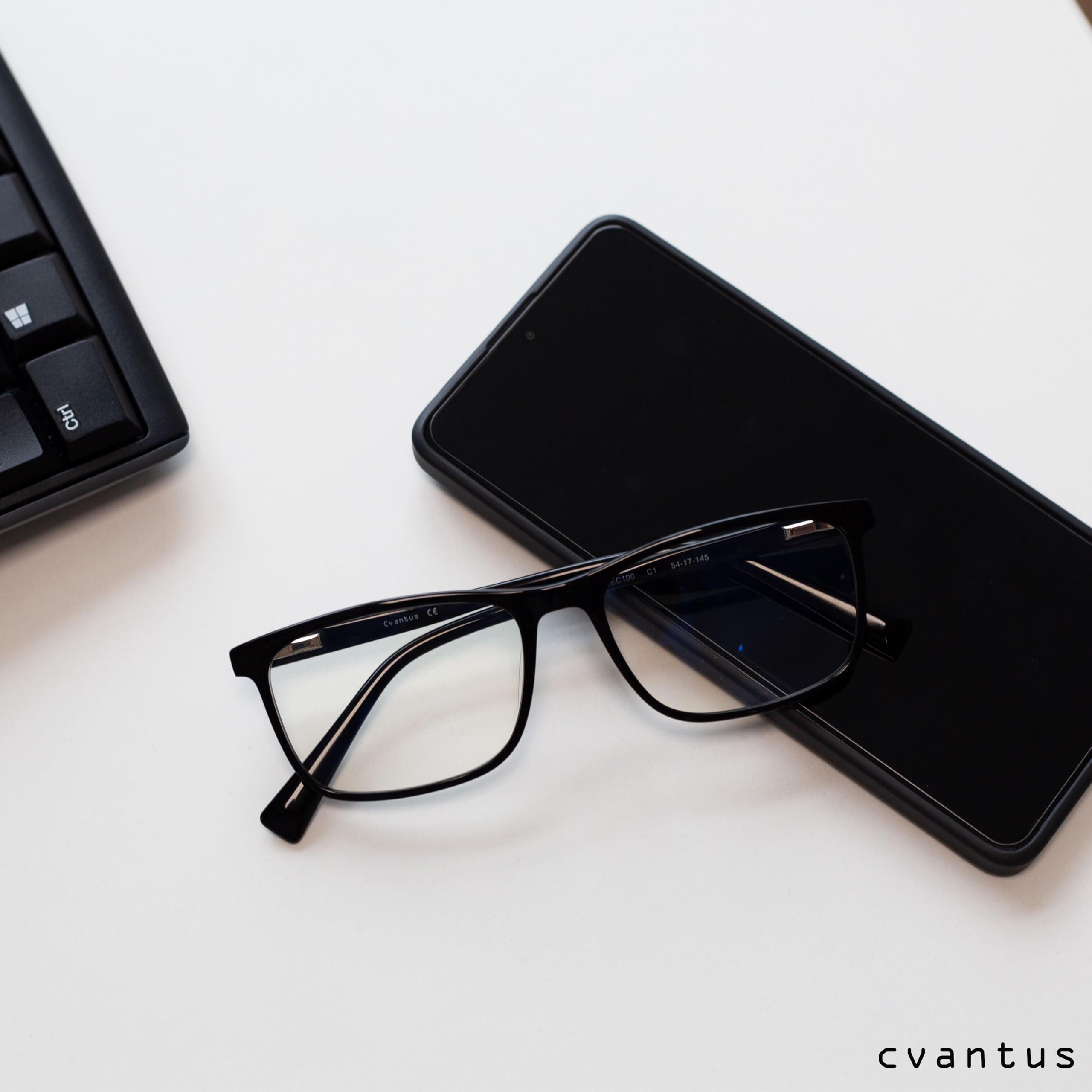 Cvantus Premium Blaulichtfilter Brille Herren & Damen | Blaulicht- und UV-Blocker, Antireflex, Antistatisch | Schwarz Blaulichtfilter Brille Quadratisch | Verschreibungsqualität, Gemacht von Optikern