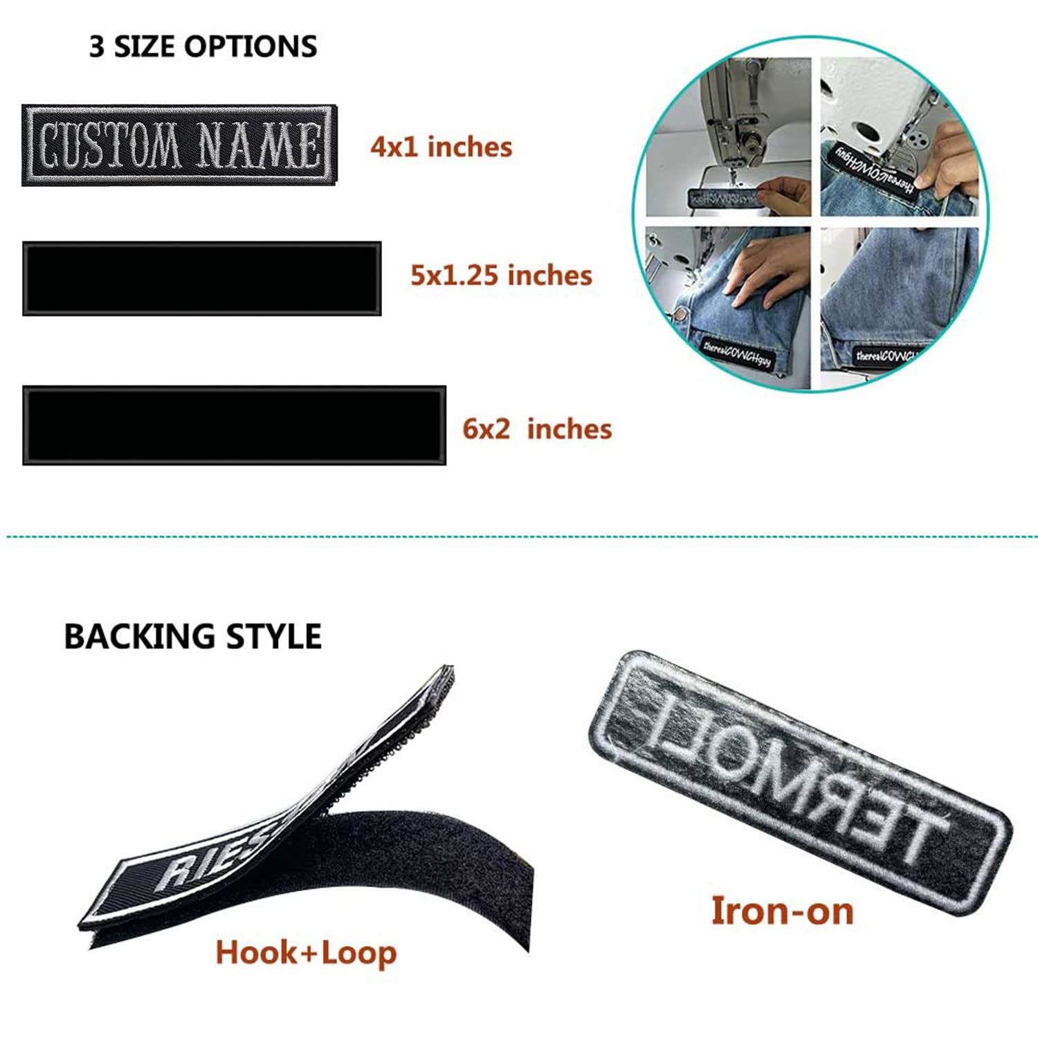 Customizable Name Patches 2PCS,Custom Personalized Rocker Rider Motorcycle Biker Tapes Tag Iron on/Hook Embroidered Patches