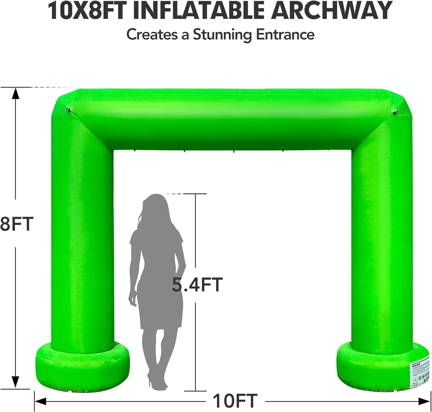 10Ft Square Inflatable Arch with Built-in Blower, Blow Up Start and Finish Archway for Outdoor Sport Party Advertising - Green