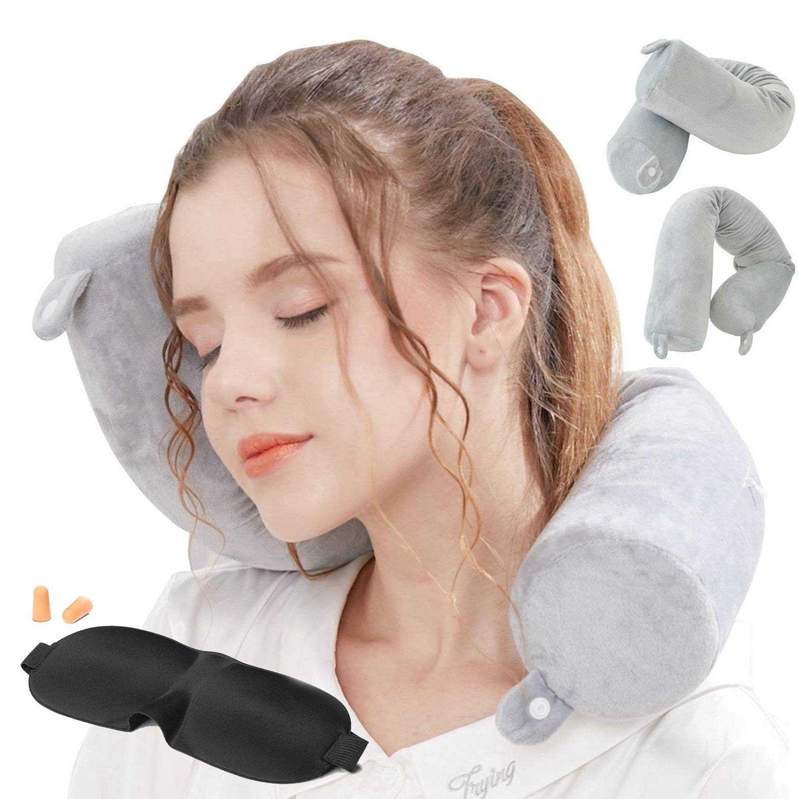 Cuscino Da Viaggio A U In Memory Foam Per Adulti E Bambini – Rosso, Con Clip E Gancio