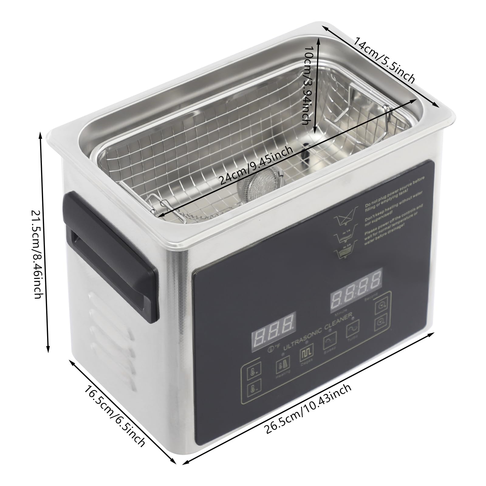 Ultradźwiękowe urządzenie do czyszczenia, podwójna częstotliwość 28/40 kHz 120 W, ogrzewanie, timer 3,2 l, do biżuterii, okularów, zegarków, laboratorium, warsztatu