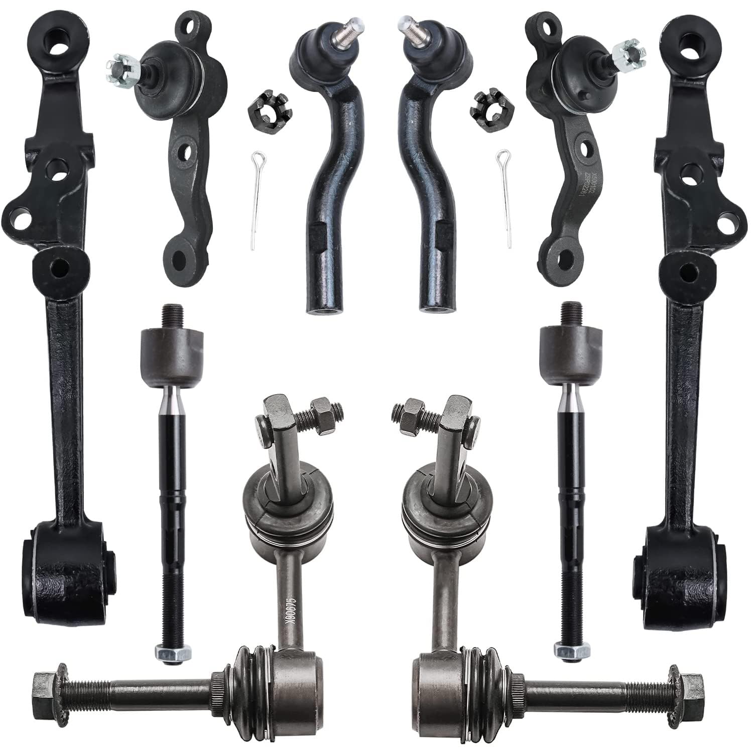 Detroit Axle - Front Forward Control Arms &amp; w/Ball Joints + Sway Bars + Tie