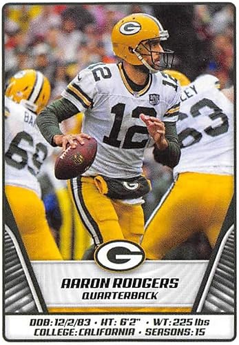 2019 NFL Football Panini Album Sticker #387 Aaron Rodgers Green Bay Packers (2 inches Wide X 2 1/4 Inch Tall Individual Album Sticker)