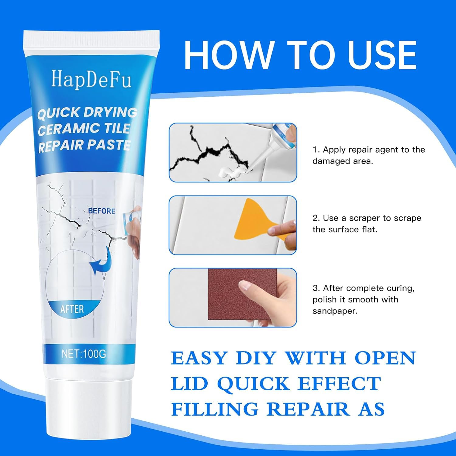 Tile Repair Kit,Tile Repair Paste, Wall Repair Cream - Image 3