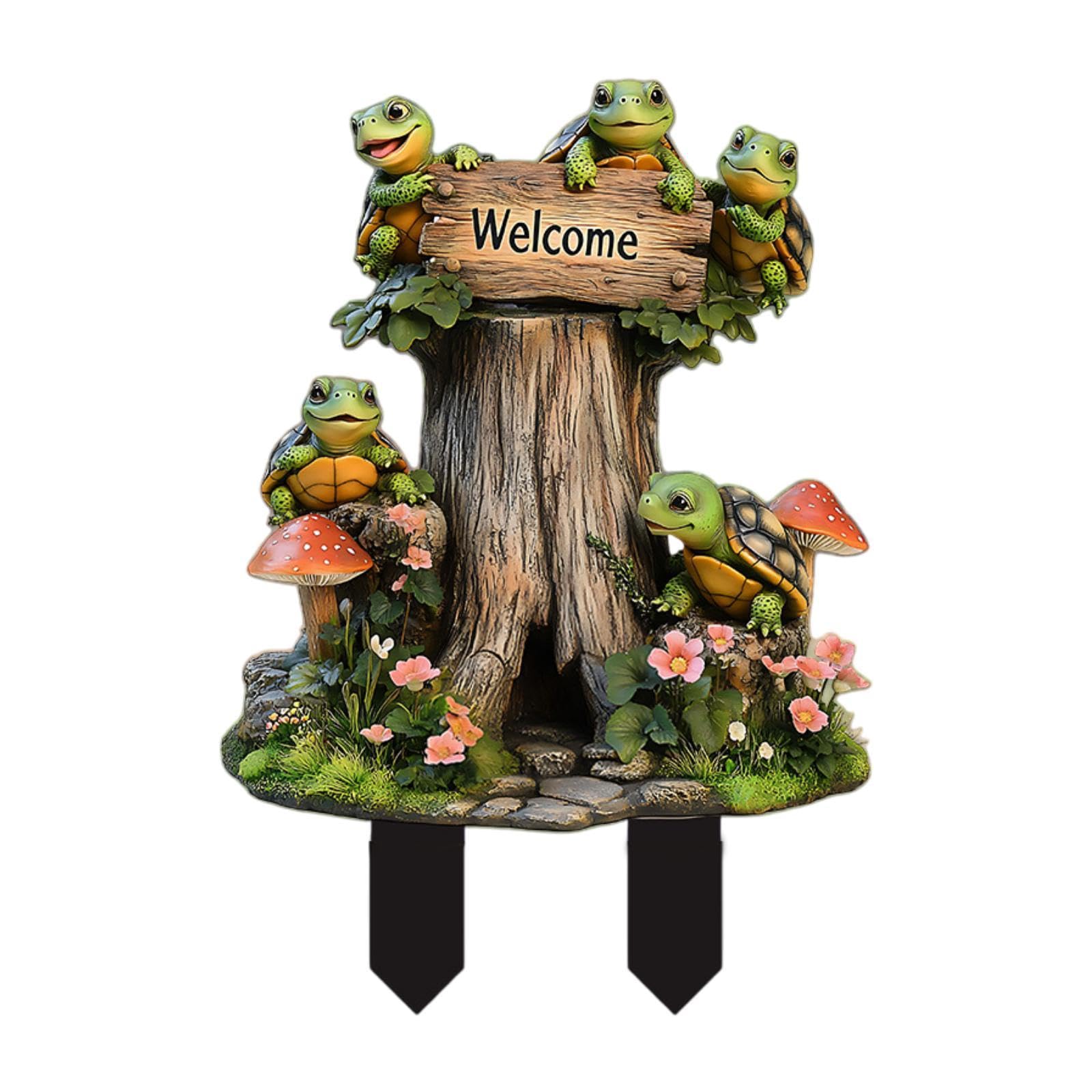 Turtle Garden Stake 2D Art Crafts Creative Yard Sign for Outside Garden Path Style B-picture-21