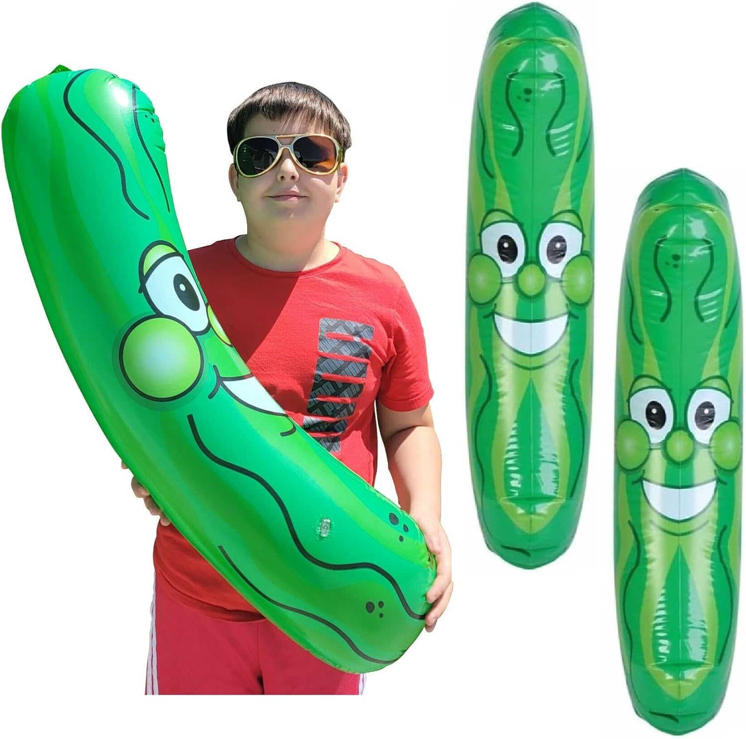 Giant Jumbo 36" Green Inflatable Smiling Pickle Head (3