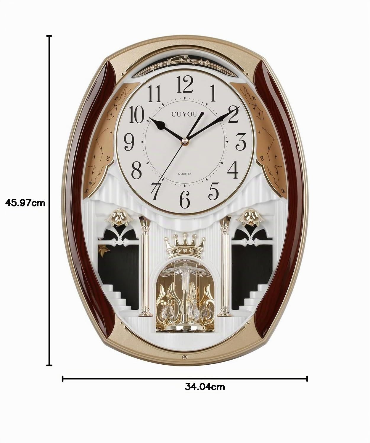 Musikalische Wanduhr mit drehbarem Pendel, dekorative Wanduhr, 18 Melodien, für Zuhause, Hotel, Bibliothek oder Kirche Dekor