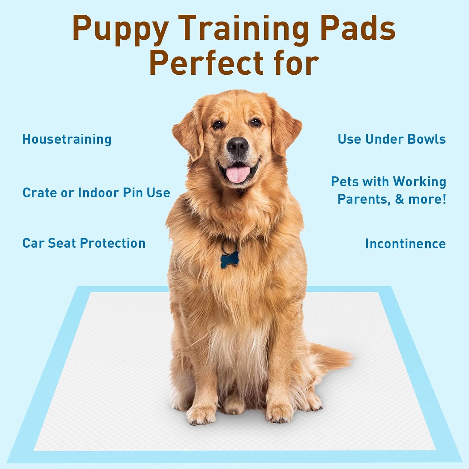 100 Pack Puppy Pads Disposable Dog Training Pads Super Absorbent & Leak-Proof Puppy Pee Pads Potty Pads Disposable Blue Puppy Pads for Puppies,Dogs,Rabbits,Cats（22" x 22"）