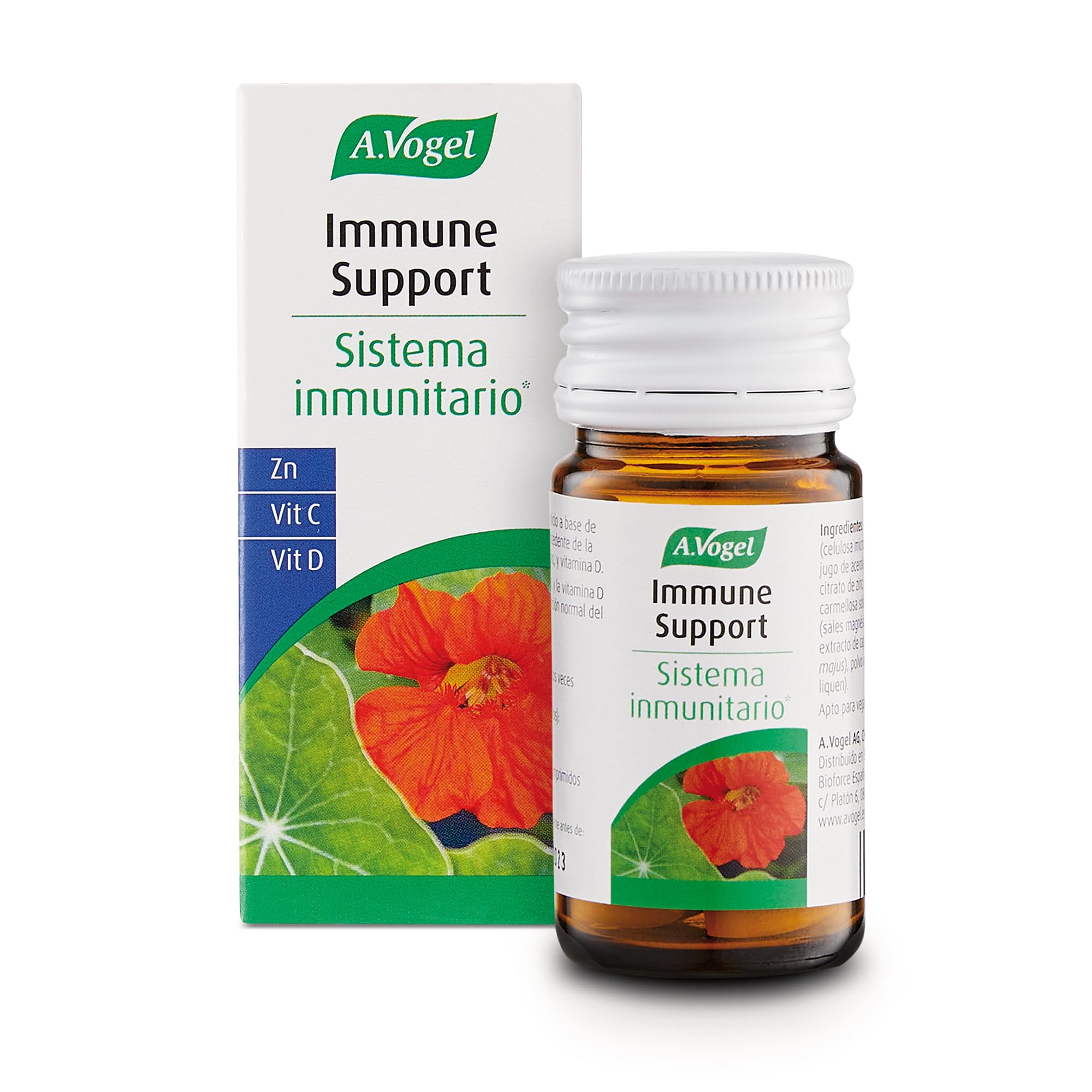 A.Vogel Immune Support | Suplemento Alimenticio para el Sistema Inmunitario | Vitamina C de Acerola, Vitamina D Natural y Zinc | Apoyo a las Defensas | Para Bienestar Diario | 30 comprimidos