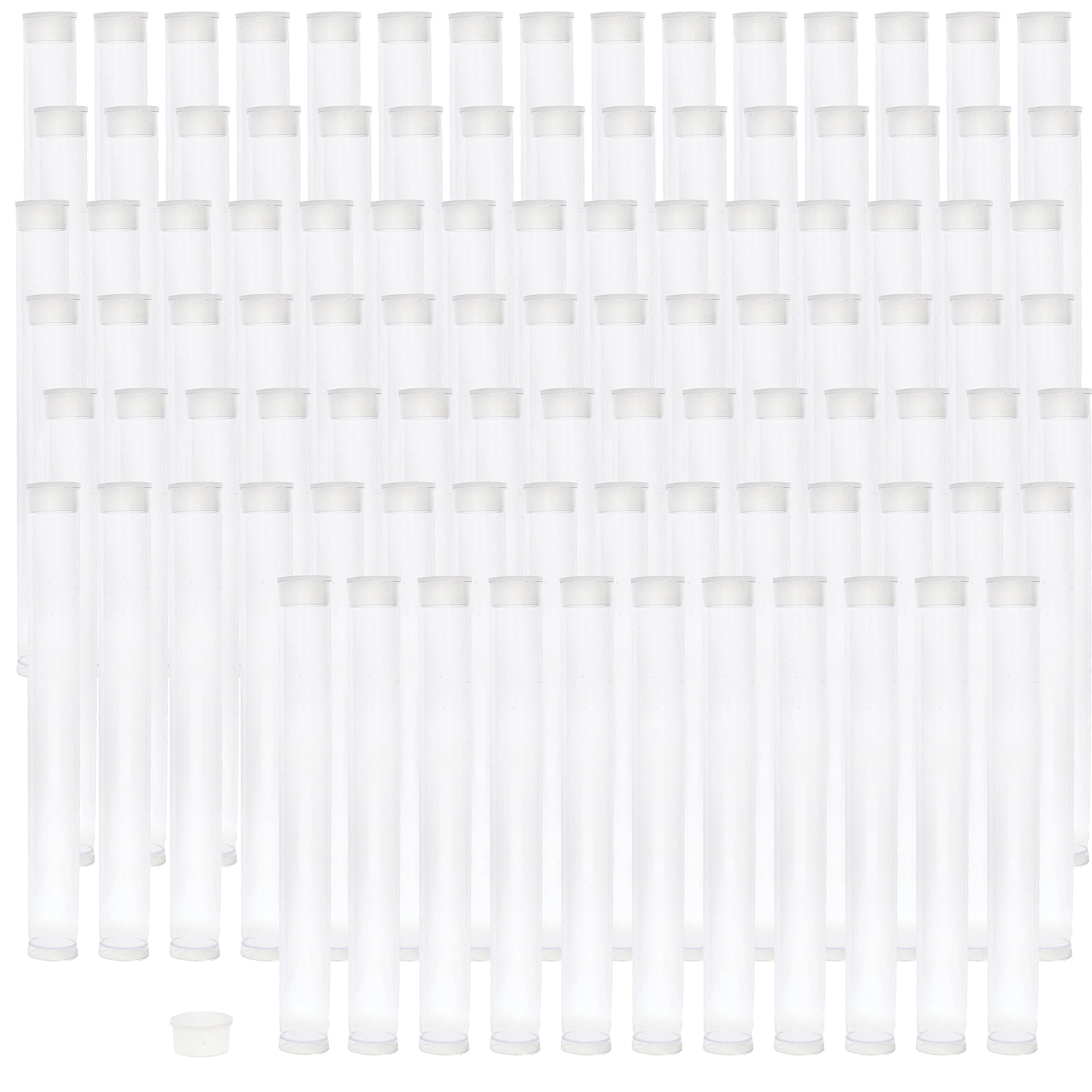 The Beadsmith Clear Plastic Tubes - 5-Inch-Long Round Tubes, 9/16 Inches in Diameter - Flat Caps - Use for Beads, Bath Salts, Wedding &amp; Party Favors, Home or Office Storage - Bag of 100