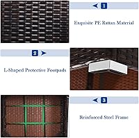 Vista 7 de Tangkula Juego de 4 sofás de ratán para patio, juego de muebles seccionales de mimbre al aire libre, juego de conversación de patio con cojines