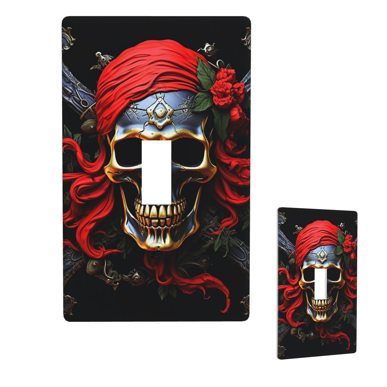 1 Gang Single Toggle Wall Plates, Unbreakable Decorative Light Switch Plate Covers Pirate Skull Electrical Switchplate Cover Faceplate For Bathroom Kitchen Decor
