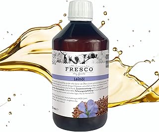 FRESCO Dog Premium Leinöl Hunde 250ml | Kaltgepresstes Omega 3 Öl mit Vitamin E | Natives Barf Öl ohne Zusätze | Abgefüllt in Deutschland