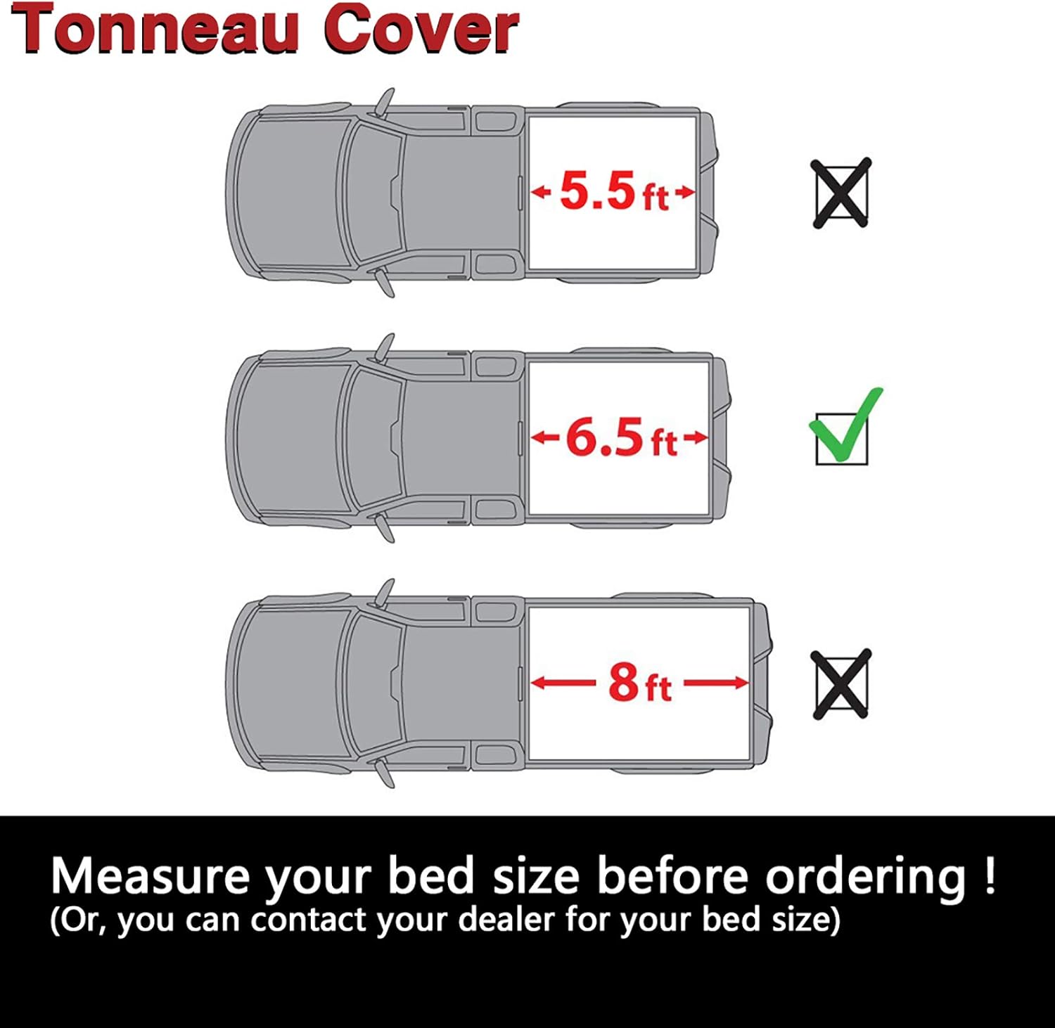 Black Soft Vinyl Roll up Lock Tonneau Cover|Clamp On No Drill Top+Mounting Hardware fits 15-2020 F150 6.5' Styleside Bed