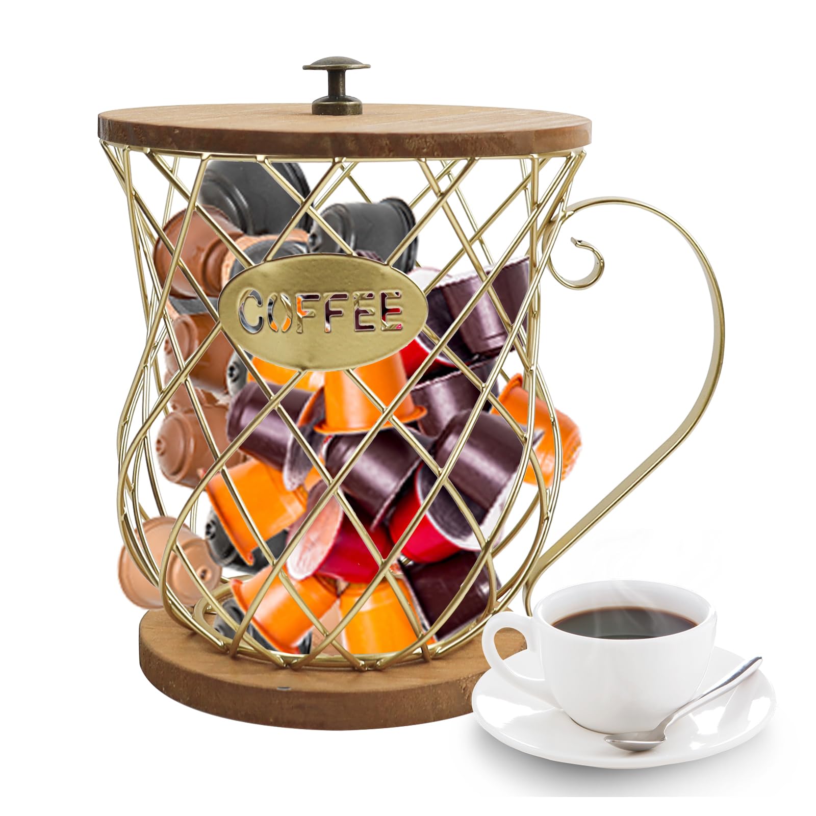 Deamos Soporte para cápsulas de café, organizador de cápsulas de café, accesorios de barra de café, soporte para cápsulas de café, almacenamiento múltiple de cápsulas de café para cocina, cafetería,