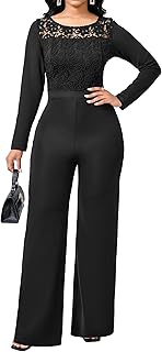 Formal Jumpsuit for Women Dressy Wedding Guest Elegant Long Sleeve Long ...