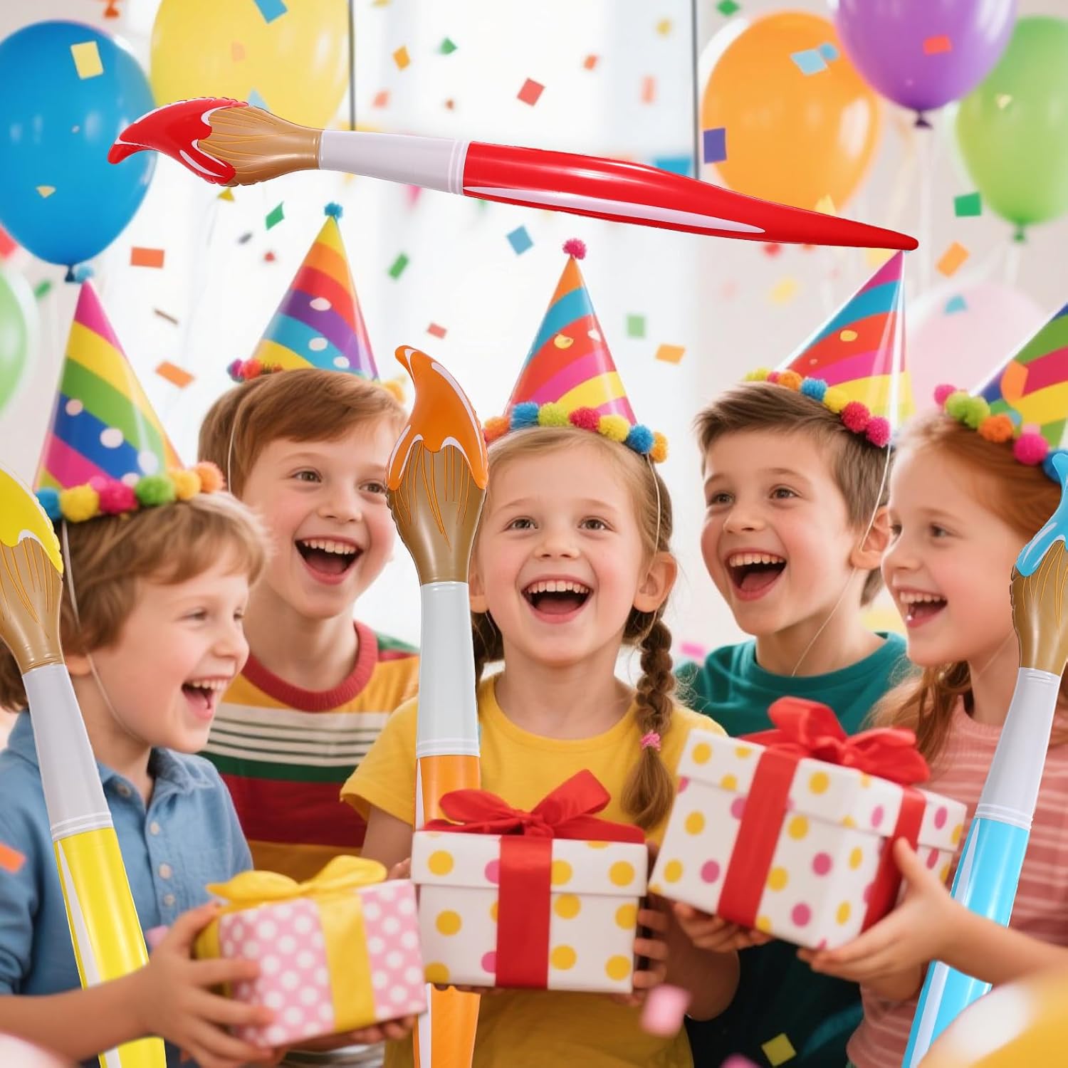 5pcs Giant Inflatable Paint Brushes, 41in Colored Large Blow Up Paintbrushes Funny School Balloon Decoration Suitable for Classroom Welcome Events Graduation Ceremonies Birthday Decor