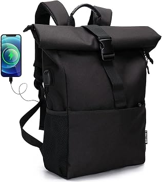 MoFut Rolltop Backpack for Men and Women, Large Laptop Backpack with 15.6 Inch Laptop Compartment, Waterproof Backpack, Multi-Compartment Travel Backpack, School Backpack, Work Backpack for University