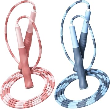 Redify Beaded Jump Rope for Kids,Tangle-Free Segmented Kids Jump Rope with Soft Anti-slip Handles,Adjustable Jumping Rope for Women