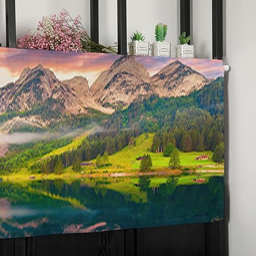 Miniatura 7 de Curtain Valances for Windows, Natural Landscape Scenery Beautiful Dreamy Sundown Sunset Lake Rod Pocket Valance Window Treatments Short Curtains for