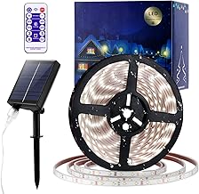 AOZBZ Bande Lumineuse Solaire 5 m - Bande LED d'extérieur - 280 LED - Étanche - pour Jardin, Cour, Chemin, fête, décoration de Noël avec télécommande