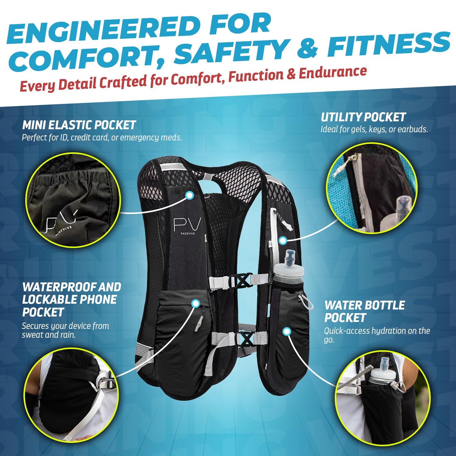 Running Vest For Runners Reflective Running Vest Phone Holder Bag Universal Vest For Joggers