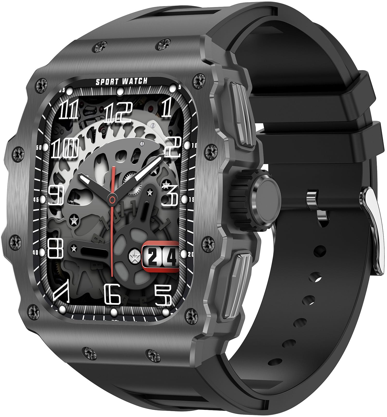 Militär Smartwatch Herren mit Telefonfunktion für Android iOS 1.95 Zoll AMOLED Touchscreen Fitnessuhr Blutdruck Herzfrequenz Schlafmonitor IP68 Wasserdicht Outdoor Sportuhr Langer Akku 123 Sportmodi