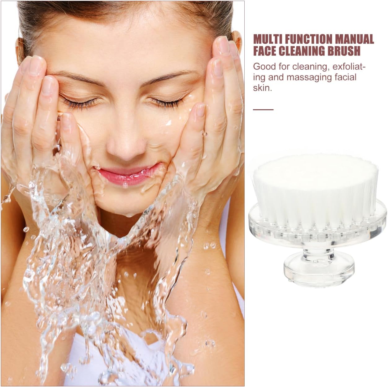 Manual Face Cleansing Brush for Deep Skin Cleansing, Soft Facial Brush for Gentle Exfoliation, Portable and Compact Face Scrubber Clear 1.96 Inch
