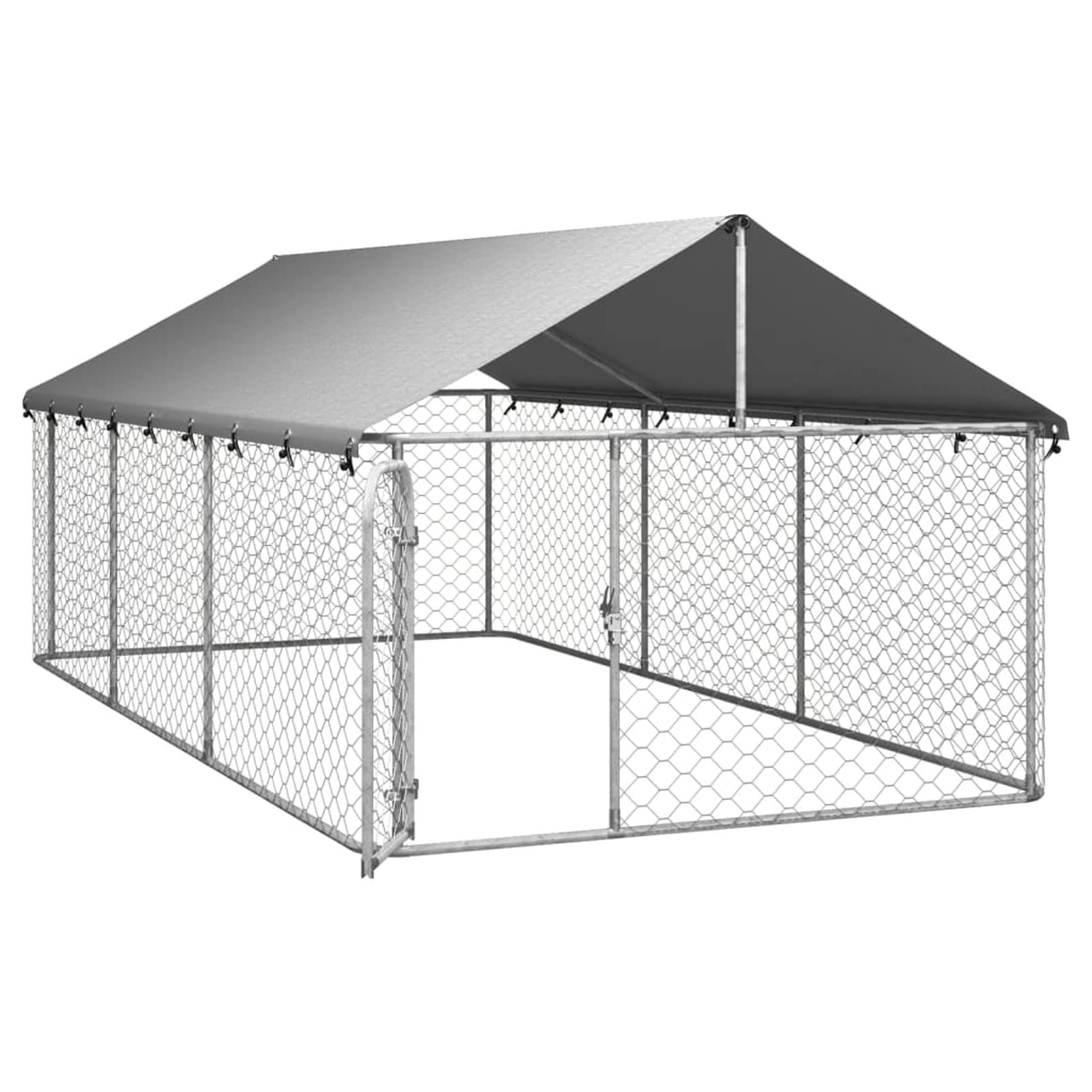 Festnight Perrera de Exterior con Techo Jaula para Perros con Cerradura Caseta para Perros Mascotas Animales Perro Grande Exterior 400 x 200 x 150 cm